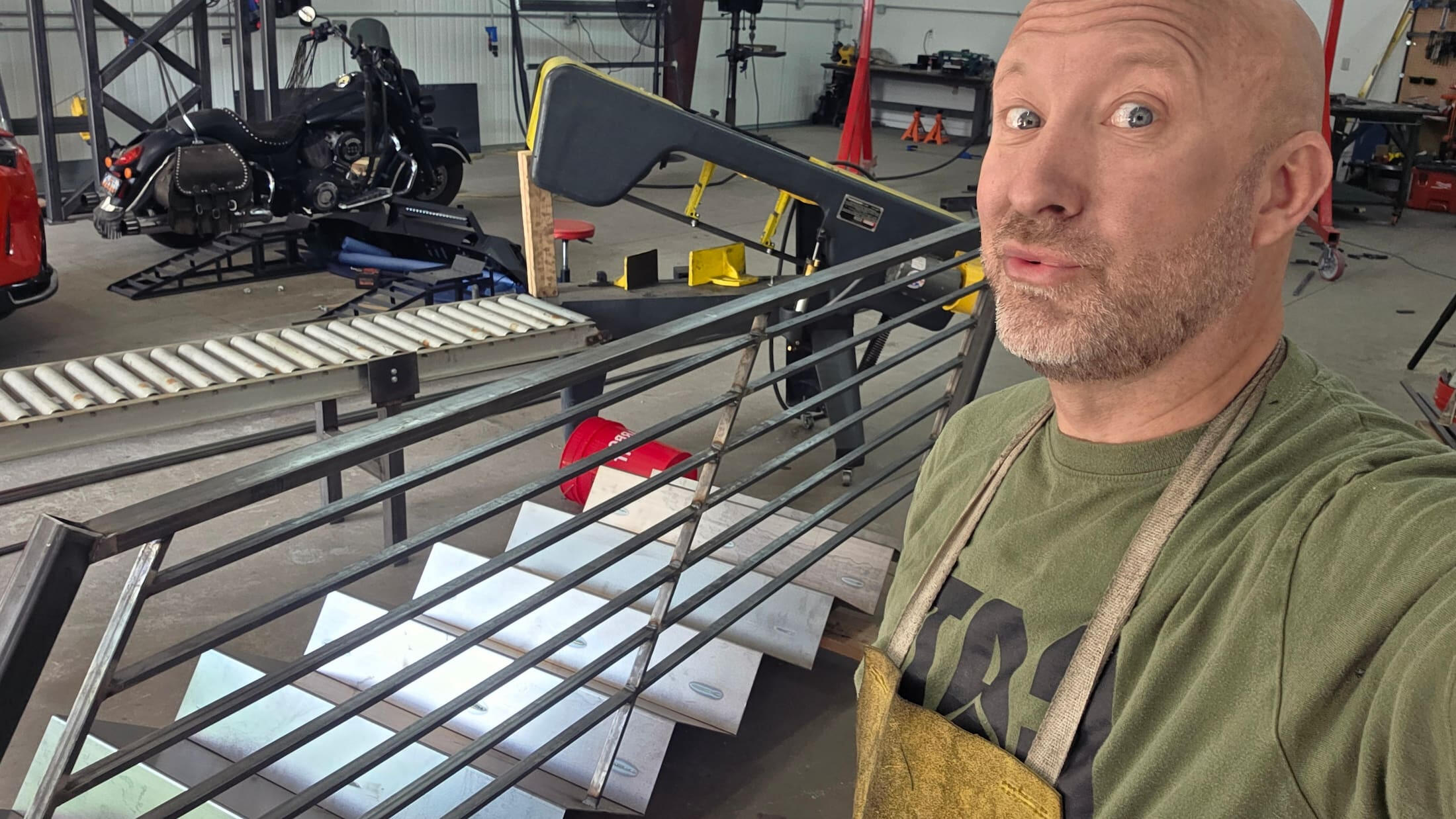 Built in Utah. By Hand. By Me. AJason Pedersen in the Titan Forge workshop welding a custom metal handrail.